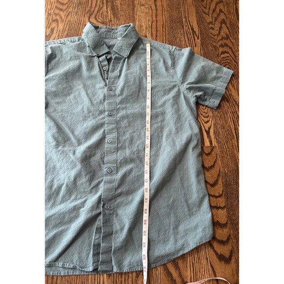 Set of 2 unbranded Men's Size Medium Button Up Linen Shirts Blue Green Casual - Picture 13 of 13